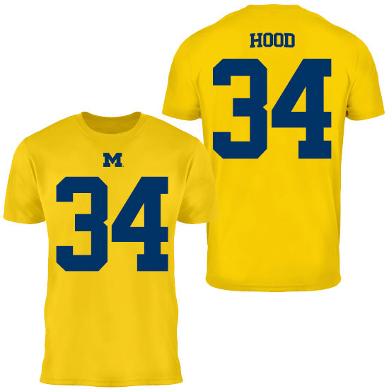 Valiant University of Michigan Football Jaydon Hood #34 Jersey Tee