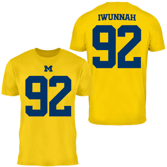 Valiant University of Michigan Football Ike Iwunnah #92 Jersey Tee
