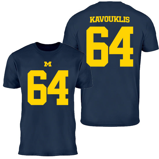 Valiant University of Michigan Football James Kavouklis #64 Jersey Tee