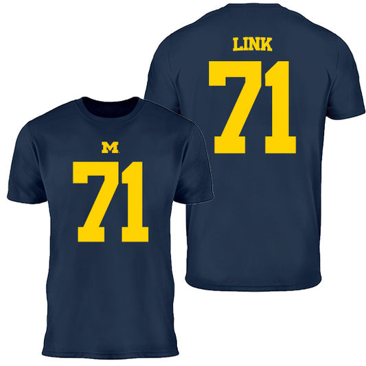 Valiant University of Michigan Football Evan Link #71 Jersey Tee