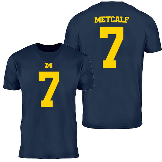 Valiant University of Michigan Football TJ Metcalf #7 Jersey Tee