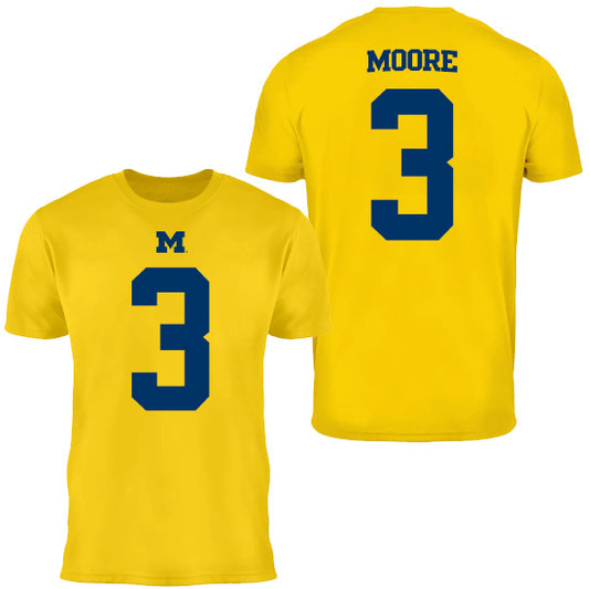 Valiant University of Michigan Football Fredrick Moore #3 Jersey Tee
