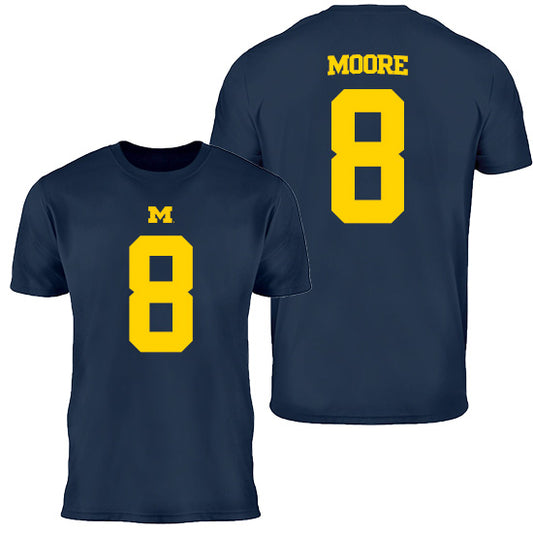 Valiant University of Michigan Football Derrick Moore #8 Jersey Tee