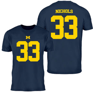 Valiant University of Michigan Football Dominic Nichols #33 Youth Jersey Tee