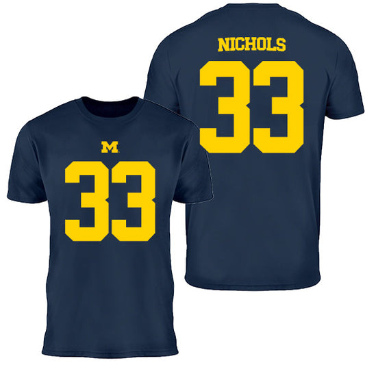 Valiant University of Michigan Football Dominic Nichols #33 Jersey Tee