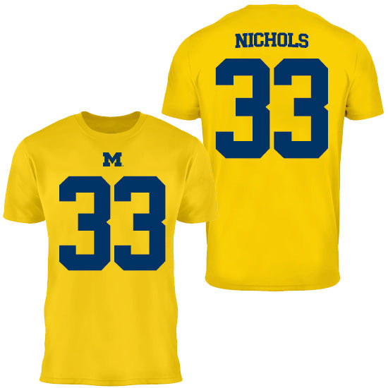 Valiant University of Michigan Football Dominic Nichols #33 Jersey Tee