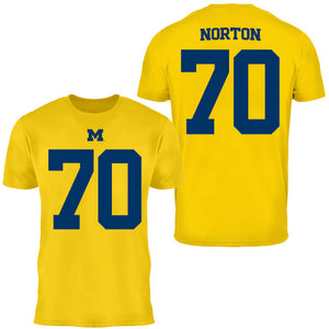 Valiant University of Michigan Football Brady Norton #70 Jersey Tee
