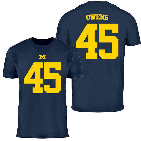 Valiant University of Michigan Football Eli Owens #45 Jersey Tee