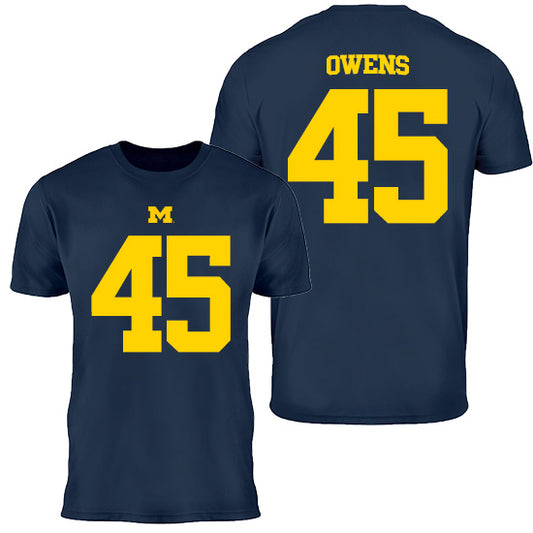 Valiant University of Michigan Football Eli Owens #45 Jersey Tee