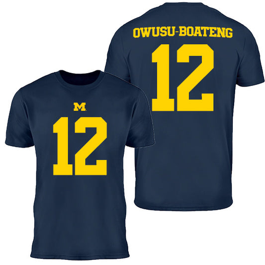 Valiant University of Michigan Football Nathaniel Owusu-Boateng #12 Youth Jersey Tee