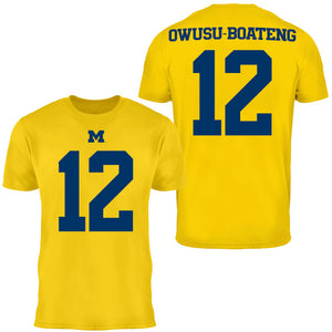 Valiant University of Michigan Football Nathaniel Owusu-Boateng #12 Jersey Tee