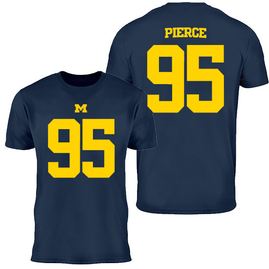 Valiant University of Michigan Football Trey Pierce #95 Jersey Tee