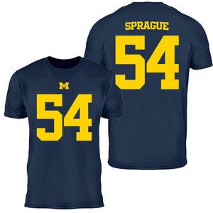 Valiant University of Michigan Football Andrew Sprague #54 Jersey Tee