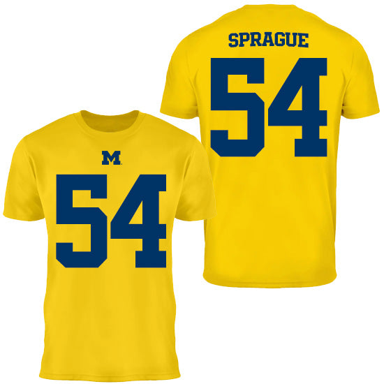 Valiant University of Michigan Football Andrew Sprague #54 Jersey Tee
