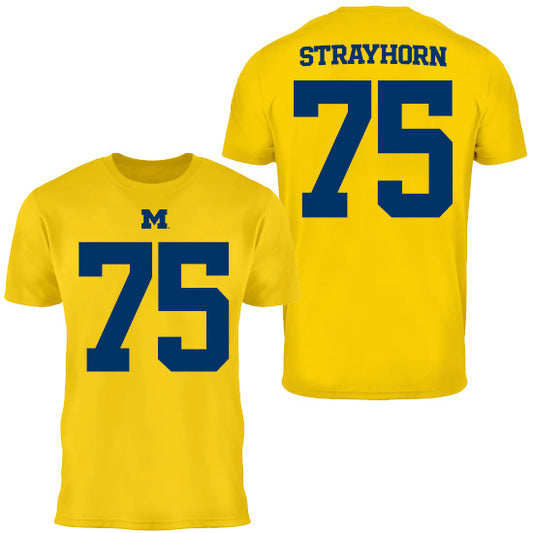 Valiant University of Michigan Football Kaden Strayhorn #75 Jersey Tee