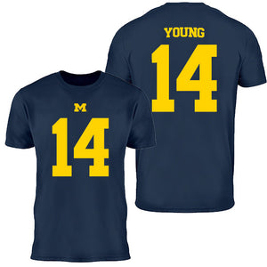 Valiant University of Michigan Football Jordan Young #14 Jersey Tee