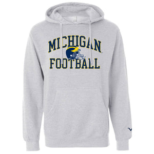 Valiant University of Michigan Football Gray Helmet Hooded Sweatshirt