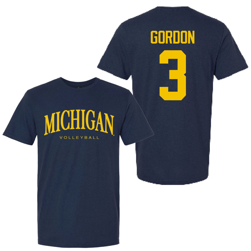 Valiant University of Michigan Volleyball Cymarah Gordon #3 Wordmark Sport Tee