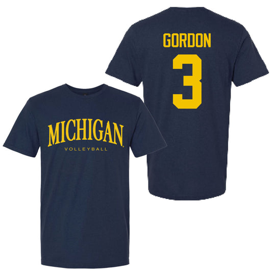 Valiant University of Michigan Volleyball Cymarah Gordon #3 Wordmark Sport Tee