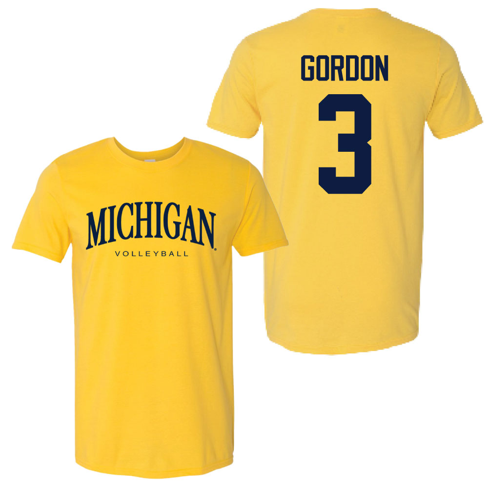 Valiant University of Michigan Volleyball Cymarah Gordon #3 Wordmark Sport Tee