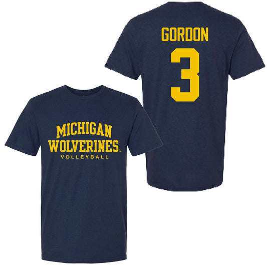 Valiant University of Michigan Volleyball Cymarah Gordon #3 Wolverines Sport Tee