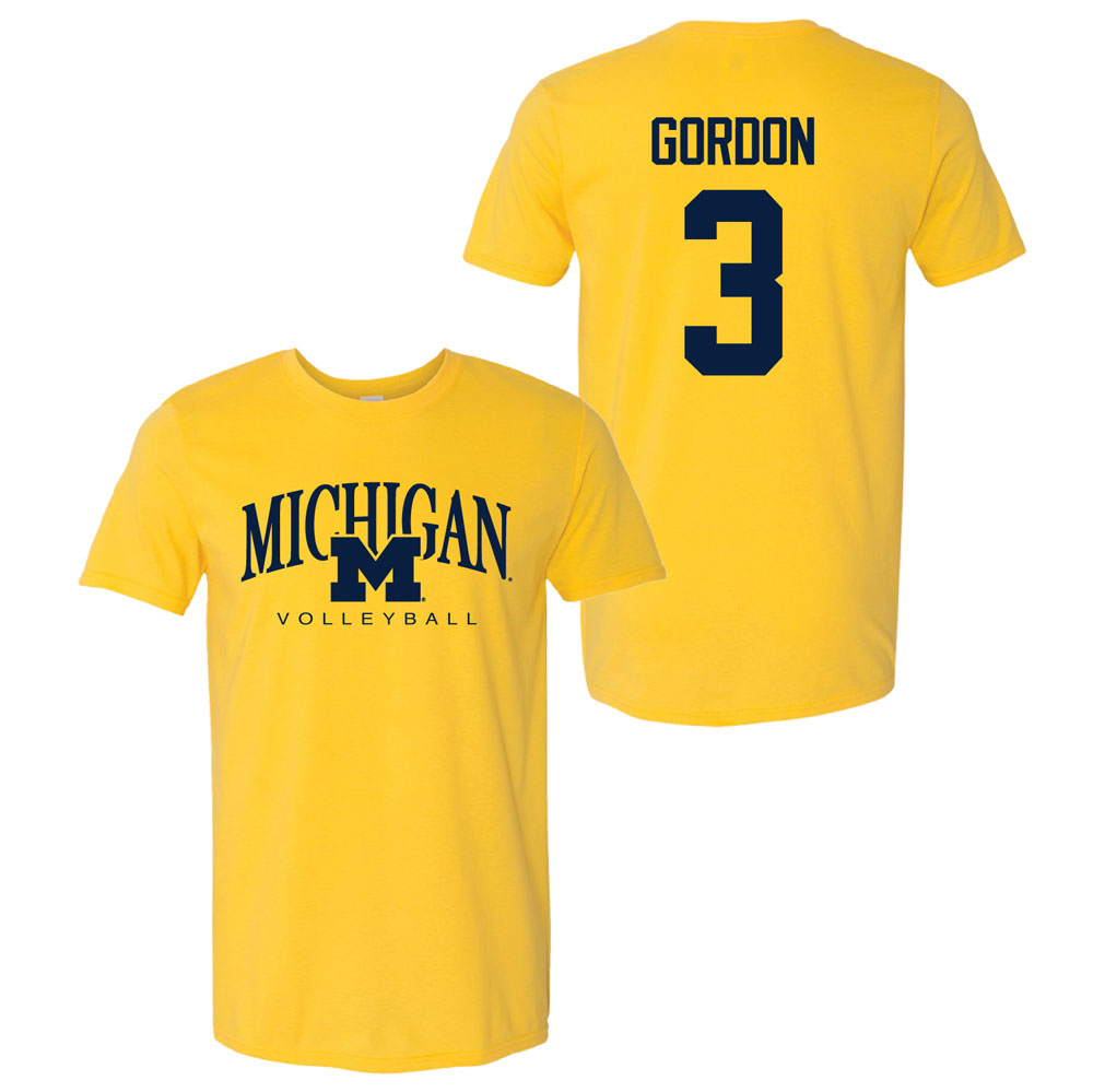 Valiant University of Michigan Volleyball Cymarah Gordon #3 M/Michigan Sport Tee