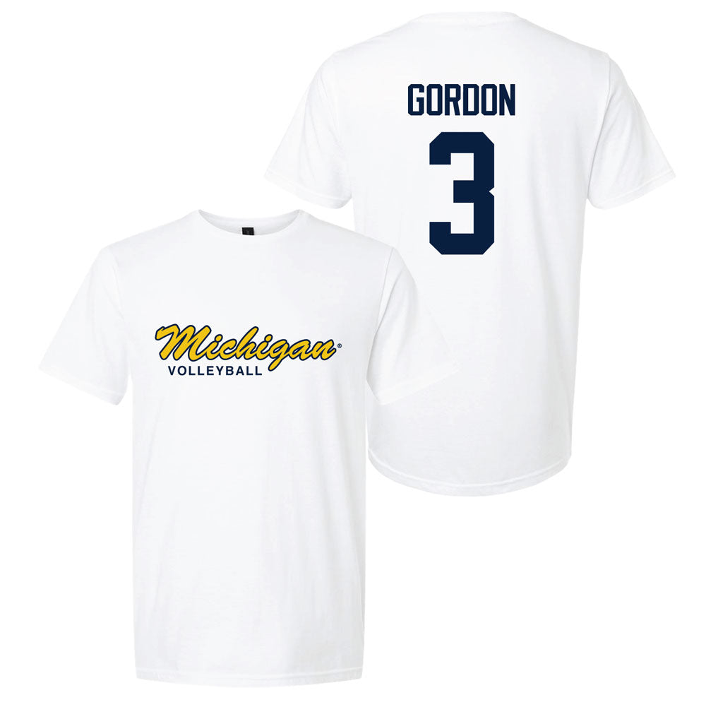 Valiant University of Michigan Volleyball Cymarah Gordon #3 Script Michigan Sport Tee