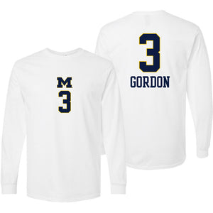 Valiant University of Michigan Volleyball Cymarah Gordon #3 White Long Sleeve Jersey Tee