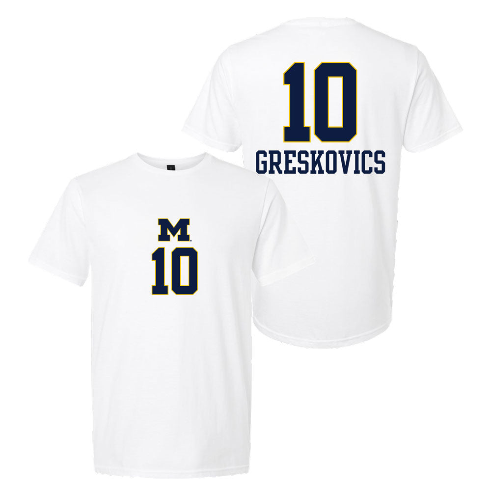 Valiant University of Michigan Volleyball Carly Greskovics #10 White Jersey Tee