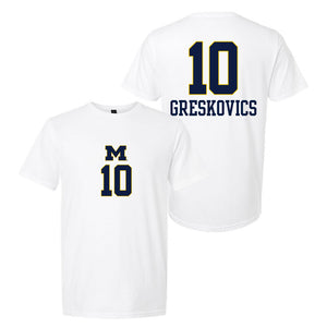 Valiant University of Michigan Volleyball Carly Greskovics #10 White Jersey Tee