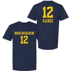 Valiant University of Michigan Volleyball Jenna Hanes #12 Navy Jersey Tee