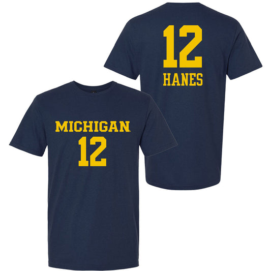 Valiant University of Michigan Volleyball Jenna Hanes #12 Navy Jersey Tee