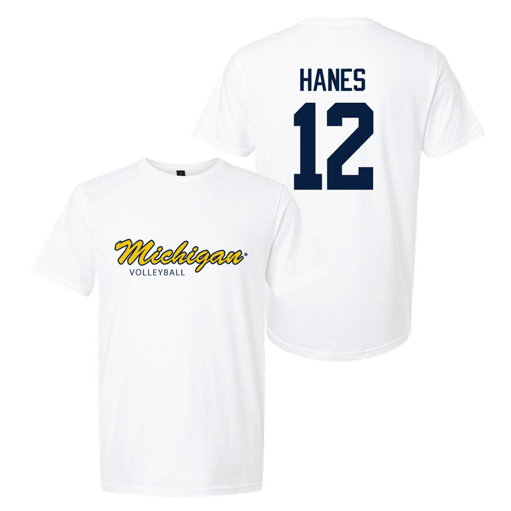 Valiant University of Michigan Volleyball Jenna Hanes #12 Script Michigan Sport Tee