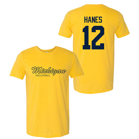 Valiant University of Michigan Volleyball Jenna Hanes #12 Script Michigan Sport Tee
