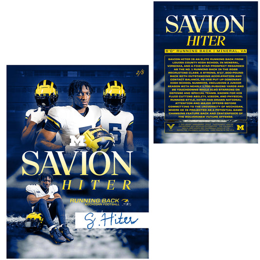 Valiant University of Michigan Football Savion Hiter Autographed Trading Card [Card 2 of 5]