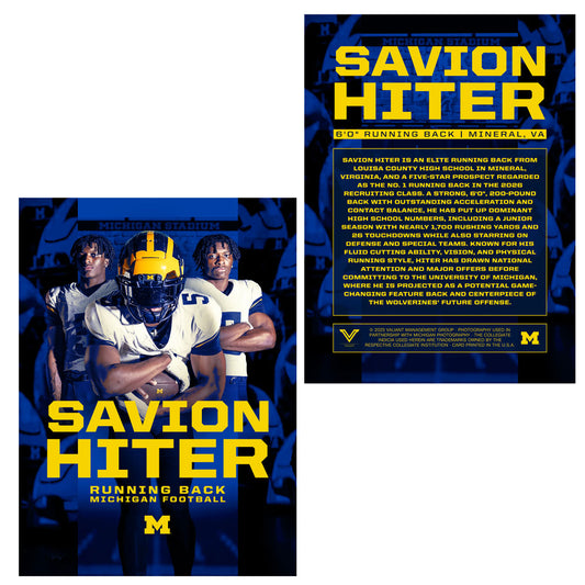 Valiant University of Michigan Football Savion Hiter Signing Day Trading Card (Chase L/E Parallels) [PRE-ORDER OPEN UNTIL 12/12/2025]