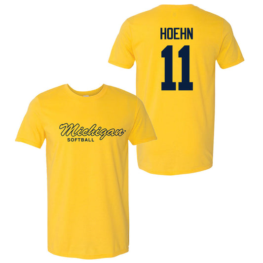 Valiant University of Michigan Softball Erin Hoehn #11 Script Michigan Sport Tee