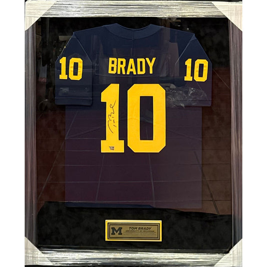 Tom Brady Autographed Framed Michigan Wolverines Jersey Display