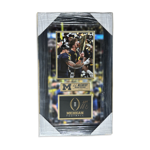 University of Michigan J.J. McCarthy Autographed 2023 National Championship Note Card & Photo Display