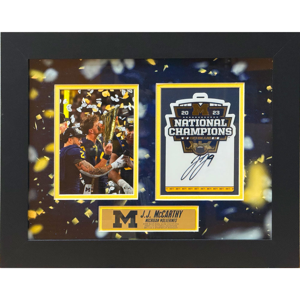 True North Auction: University of Michigan Football J.J. McCarthy Autographed 2023 National Champions Framed Credential Display