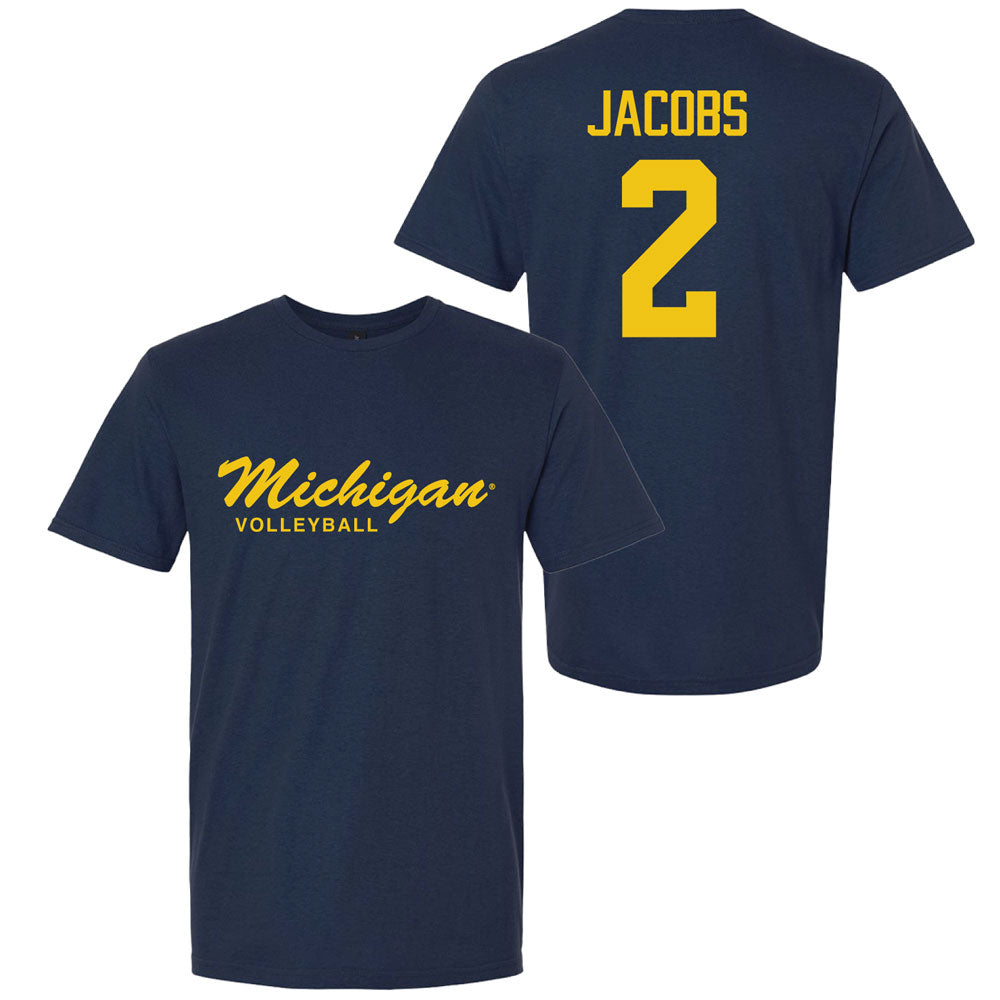 Valiant University of Michigan Volleyball Allison Jacobs #2 Script Michigan Sport Tee