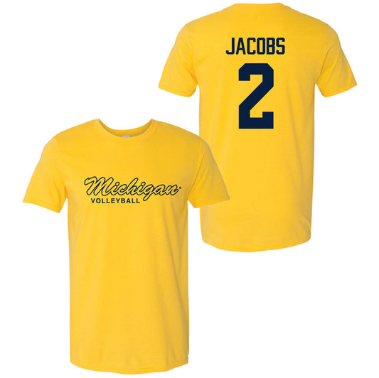 Valiant University of Michigan Volleyball Allison Jacobs #2 Script Michigan Sport Tee