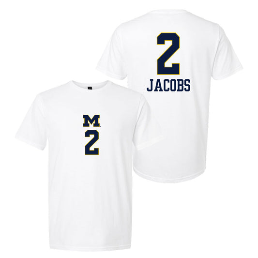 Valiant University of Michigan Volleyball Allison Jacobs #2 White Jersey Tee