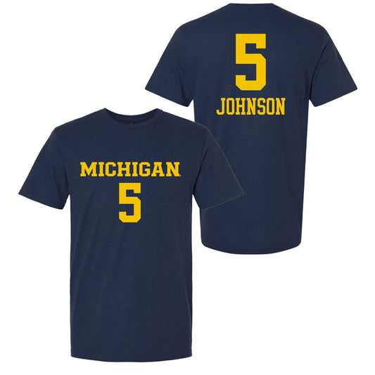 Valiant University of Michigan Volleyball Lydia Johnson #5 Navy Jersey Tee