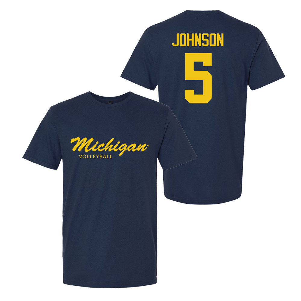 Valiant University of Michigan Volleyball Lydia Johnson #5 Script Michigan Sport Tee