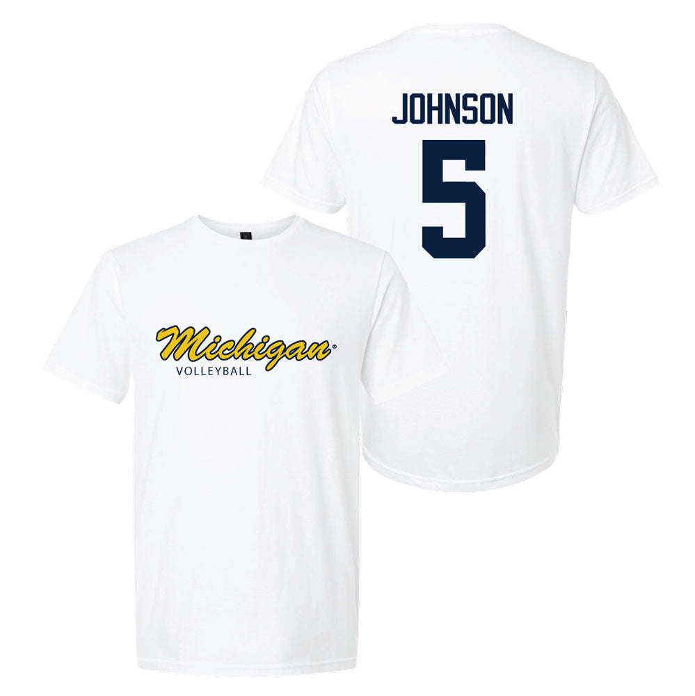 Valiant University of Michigan Volleyball Lydia Johnson #5 Script Michigan Sport Tee