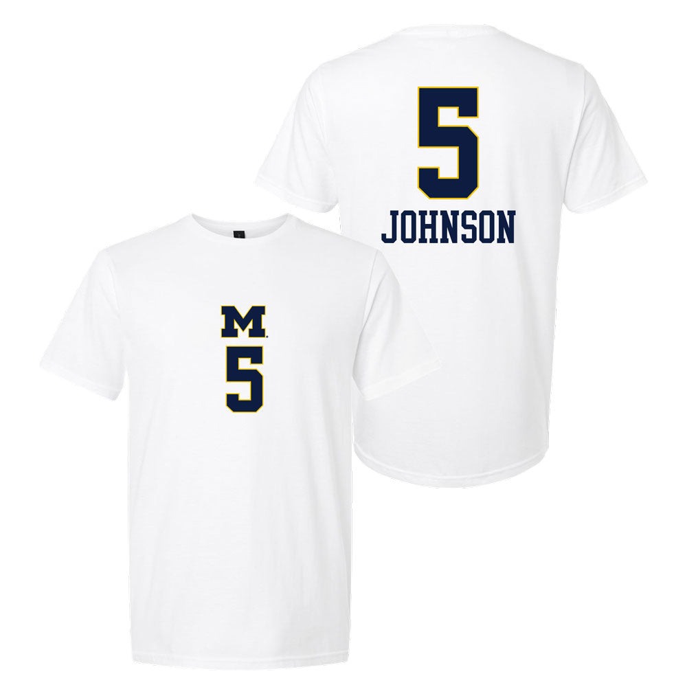 Valiant University of Michigan Volleyball Lydia Johnson #5 White Jersey Tee