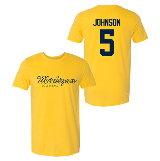 Valiant University of Michigan Volleyball Lydia Johnson #5 Script Michigan Sport Tee