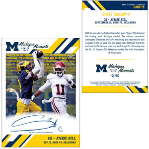 Valiant University of Michigan Football Jyaire Hill Autographed 2026 Michigan Moments Trading Card vs. Oklahoma [Available Wednesday, September 16 at 10:00 AM ET]
