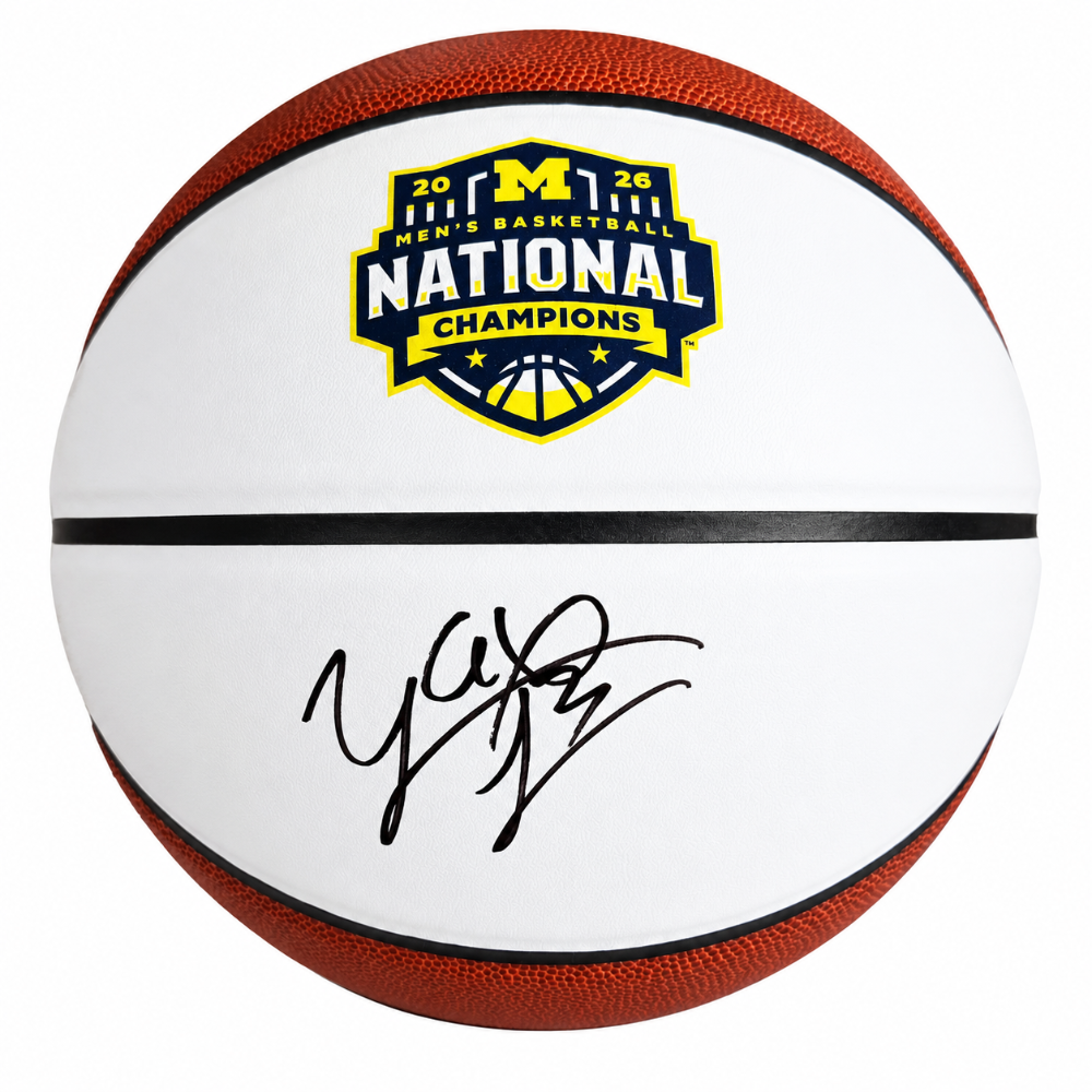 Logo Brands University of Michigan Basketball 2026 National Champions Yaxel Lendeborg Autographed Basketball